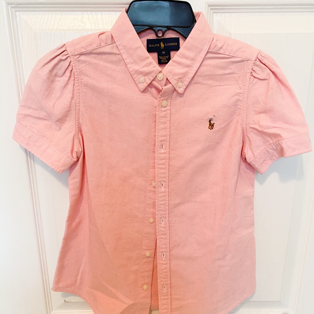 Girls Pink Oxford Blouse, Polo by Ralph Lauren